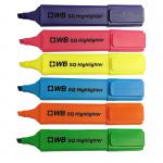 ValueX Flat Barrel Highlighter Pen Chisel Tip 1-5mm Line Assorted Colours (Pack 6) - 8440WT6 18106HA