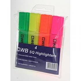 ValueX Flat Barrel Highlighter Pen Chisel Tip 1-5mm Line Assorted Colours (Pack 4) - 8440WT4 18120HA