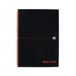 Black n Red A4 Wirebound Hard Cover Notebook Ruled 140 Pages Black/Red (Pack 5) - 100102248 18264HB