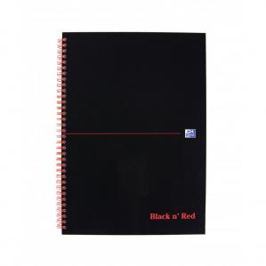 Black n Red A4 Wirebound Hard Cover Notebook 5mm Squared 140 Pages