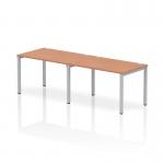 Impulse Single Row 2 Person Bench Desk W1200 x D800 x H730mm Beech Finish Silver Frame - IB00280 18416DY