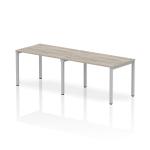 Impulse Single Row 2 Person Bench Desk W1200 x D800 x H730mm Grey Oak Finish Silver Frame - IB00281 18423DY