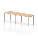 Impulse Single Row 2 Person Bench Desk W1200 x D800 x H730mm Maple Finish Silver Frame - IB00282 18430DY