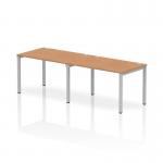 Impulse Single Row 2 Person Bench Desk W1200 x D800 x H730mm Oak Finish Silver Frame - IB00283 18437DY