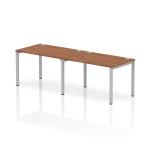 Impulse Single Row 2 Person Bench Desk W1200 x D800 x H730mm Walnut Finish Silver Frame - IB00284 18444DY