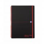 Black n Red A4 Wirebound Polypropylene Cover Notebook Recycled Ruled 140 Pages Black/Red (Pack 5) - 100080167 18523HB