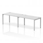 Impulse Single Row 2 Person Bench Desk W1400 x D800 x H730mm White Finish Silver Frame - IB00297 18535DY