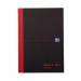 Black n Red A5 Casebound Hard Cover Notebook Recycled Ruled 192 Pages Matt Black (Pack 5) - 100080430 18551HB