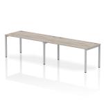 Impulse Single Row 2 Person Bench Desk W1600 x D800 x H730mm Grey Oak Finish Silver Frame - IB00305 18591DY