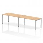 Impulse Single Row 2 Person Bench Desk W1600 x D800 x H730mm Maple Finish Silver Frame - IB00306 18598DY