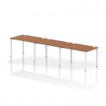 Impulse Single Row 3 Person Bench Desk W1200 x D800 x H730mm Walnut Finish White Frame - IB00326 18738DY