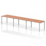 Impulse Single Row 3 Person Bench Desk W1400 x D800 x H730mm Beech Finish Silver Frame - IB00328 18752DY