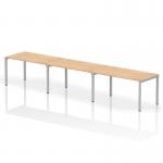 Impulse Single Row 3 Person Bench Desk W1400 x D800 x H730mm Maple Finish Silver Frame - IB00330 18766DY