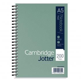 Cambridge Jotter A5 Wirebound Card Cover Notebook Ruled 200 Pages Metallic Green (Pack 3) - 400039063 18775HB
