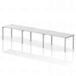 Impulse Single Row 3 Person Bench Desk W1400 x D800 x H730mm White Finish Silver Frame - IB00333 18787DY