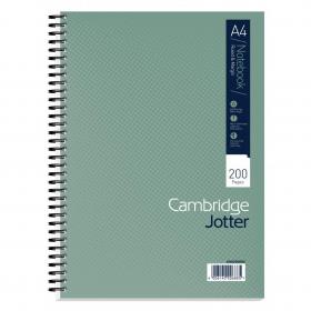 Cambridge Jotter A4 Wirebound Card Cover Notebook Ruled 200 Pages Metallic Green (Pack 3) - 400039062 18796HB