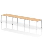 Impulse Single Row 3 Person Bench Desk W1400 x D800 x H730mm Maple Finish White Frame - IB00336 18808DY
