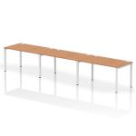 Impulse Single Row 3 Person Bench Desk W1400 x D800 x H730mm Oak Finish White Frame - IB00337 18815DY