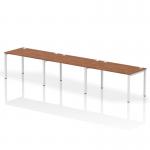 Impulse Single Row 3 Person Bench Desk W1400 x D800 x H730mm Walnut Finish White Frame - IB00338 18822DY