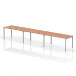 Impulse Single Row 3 Person Bench Desk W1600 x D800 x H730mm Beech Finish Silver Frame - IB00340 18836DY