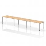 Impulse Single Row 3 Person Bench Desk W1600 x D800 x H730mm Maple Finish Silver Frame - IB00342 18850DY