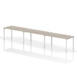 Impulse Single Row 3 Person Bench Desk W1600 x D800 x H730mm Grey Oak Finish White Frame - IB00347 18885DY