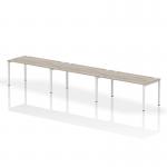 Impulse Single Row 3 Person Bench Desk W1600 x D800 x H730mm Grey Oak Finish White Frame - IB00347 18885DY