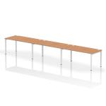 Impulse Single Row 3 Person Bench Desk W1600 x D800 x H730mm Oak Finish White Frame - IB00349 18899DY