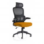 Iris Mesh Back Task Operator Office Chair Bespoke Senna Yellow Fabric Seat With Headrest - KCUP2036 19193DY