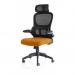 Iris Mesh Back Task Operator Office Chair Bespoke Senna Yellow Fabric Seat With Headrest - KCUP2036 19193DY