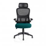 Iris Mesh Back Task Operator Office Chair Bespoke Maringa Teal Fabric Seat With Headrest - KCUP2038 19207DY