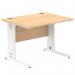 Impulse 1000 x 800mm Straight Desk Maple Top White Cable Managed Leg MI002496 19387DY