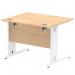 Impulse 1000 x 800mm Straight Desk Maple Top White Cable Managed Leg MI002496 19387DY