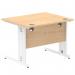 Impulse 1000 x 800mm Straight Desk Maple Top White Cable Managed Leg MI002496 19387DY