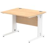 Impulse 1000 x 800mm Straight Desk Maple Top White Cable Managed Leg MI002496 19387DY