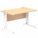 Impulse 1200 x 800mm Straight Desk Maple Top White Cable Managed Leg MI002497 19394DY