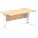 Impulse 1400 x 800mm Straight Desk Maple Top White Cable Managed Leg MI002498 19401DY