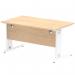 Impulse 1400 x 800mm Straight Desk Maple Top White Cable Managed Leg MI002498 19401DY