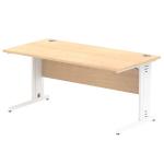 Impulse 1600 x 800mm Straight Desk Maple Top White Cable Managed Leg MI002499 19408DY