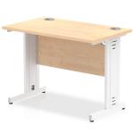 Impulse 1000 x 600mm Straight Desk Maple Top White Cable Managed Leg MI002506 19457DY