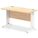 Impulse 1200 x 600mm Straight Desk Maple Top White Cable Managed Leg MI002507 19464DY