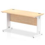 Impulse 1400 x 600mm Straight Desk Maple Top White Cable Managed Leg MI002508 19471DY