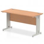 Impulse 1400 x 600mm Straight Desk Oak Top Silver Cable Managed Leg MI002729 19541DY