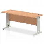 Impulse 1600 x 600mm Straight Desk Oak Top Silver Cable Managed Leg MI002730 19548DY