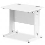 Impulse 800 x 600mm Straight Desk White Top White Cable Managed Leg MI002898 19653DY