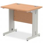 Impulse 800 x 600mm Straight Desk Oak Top Silver Cable Managed Leg MI002907 19695DY