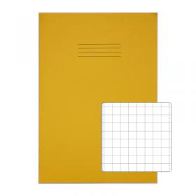 RHINO A4+ (13 x 9 inch) Oversized Exercise Book 80 Page 10mm Squared Yellow (Pack 50) - VDU080-330-2 19725VC