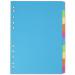 Elba Bright Coloured Card Dividers A4 Multipunched 10 Part 400008300 19972HB