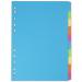 Elba Bright Coloured Card Dividers A4 Multipunched 10 Part 400008300 19972HB