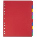 Elba Coloured Pressboard Dividers A4+ Euro Punched 10 Part 400007516 20112HB